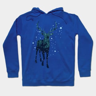 Snowy Winter Forest and Deer Hoodie